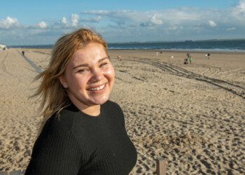 Sarlote on the beach in Vlissingen