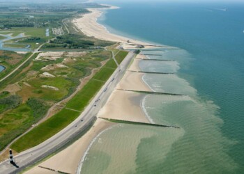 Drone shot of the beaches in Zeeland