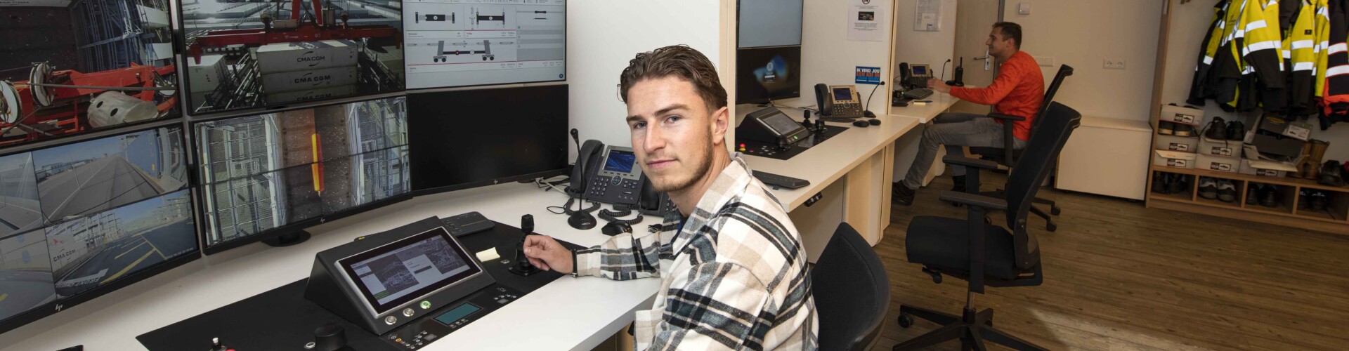 Logistics Engineering student working on a computer