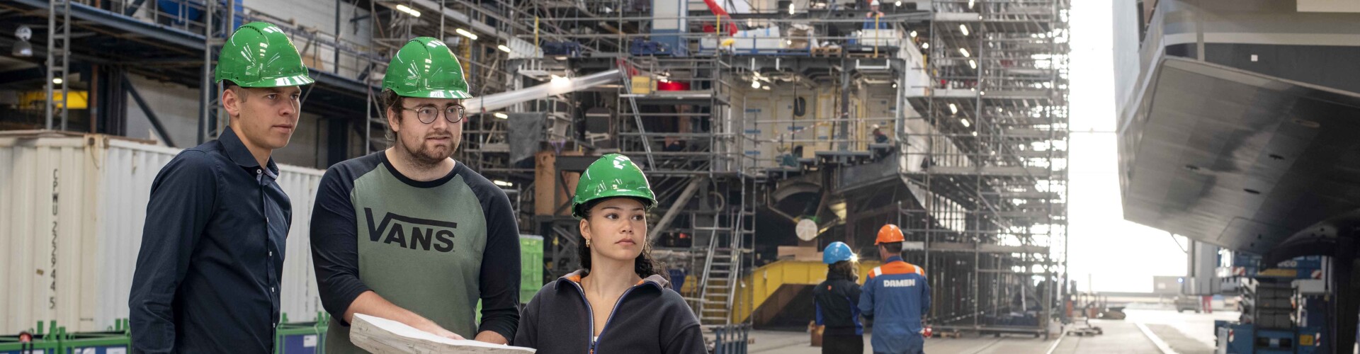 Industrial Engineering & Management students on a shipyard