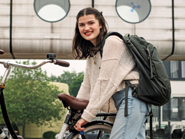 A student with her bike