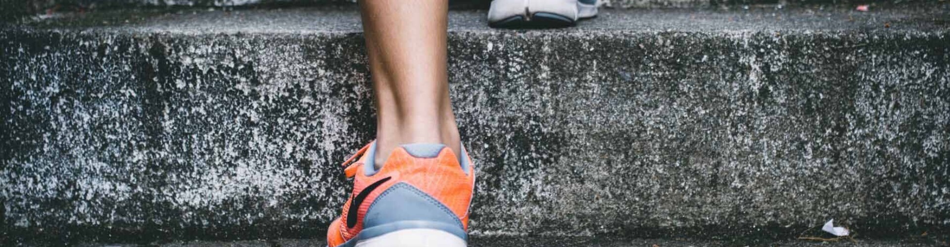 A person running up stairs