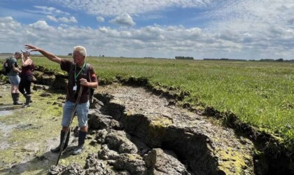 Groep mensen aan het wandelen bij de Oosterschelde
