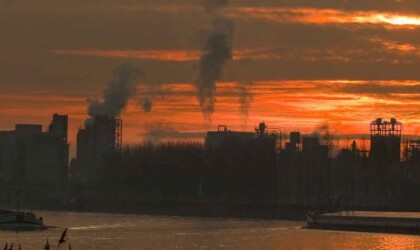 Boats in an industrial environment