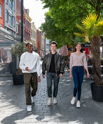 Students walking together through the city centre of Vlissingen