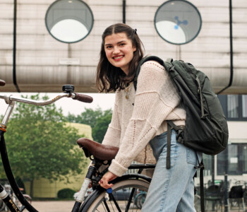 A student with her bike