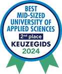 Seal from the Keuzegids that says 'Best mid-sized university of applied sciences 2nd place Keuzegids 2024'