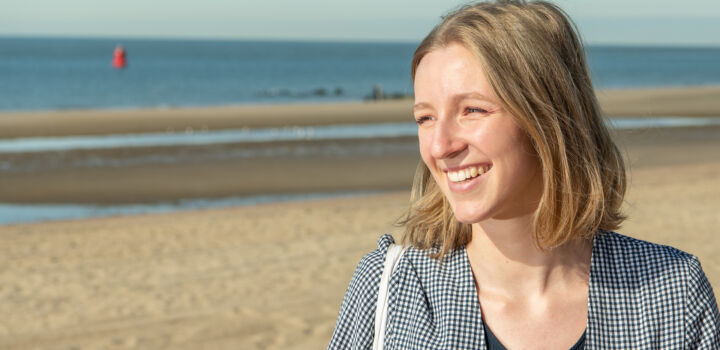 Female HZ student on the beach in Vlissingen