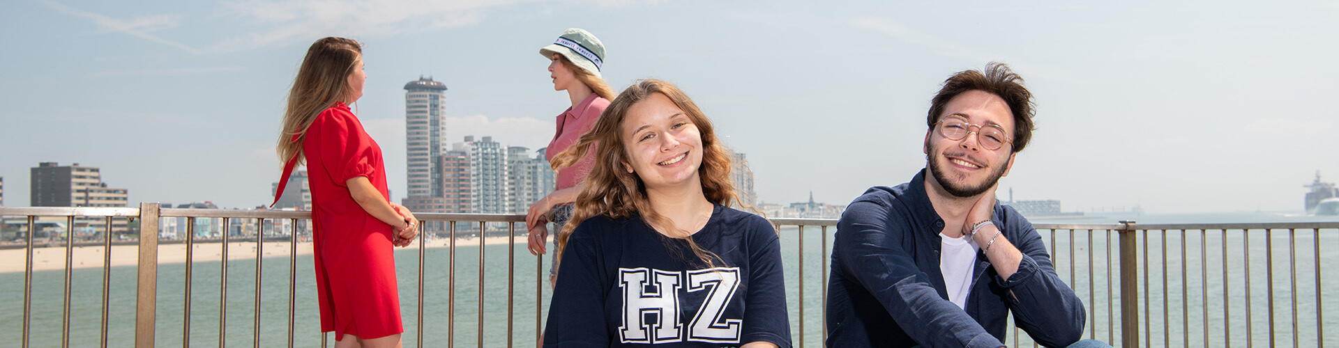 A group of international students with different backgrounds enjoying themselves at the seaside in Zeeland, The Netherlands.